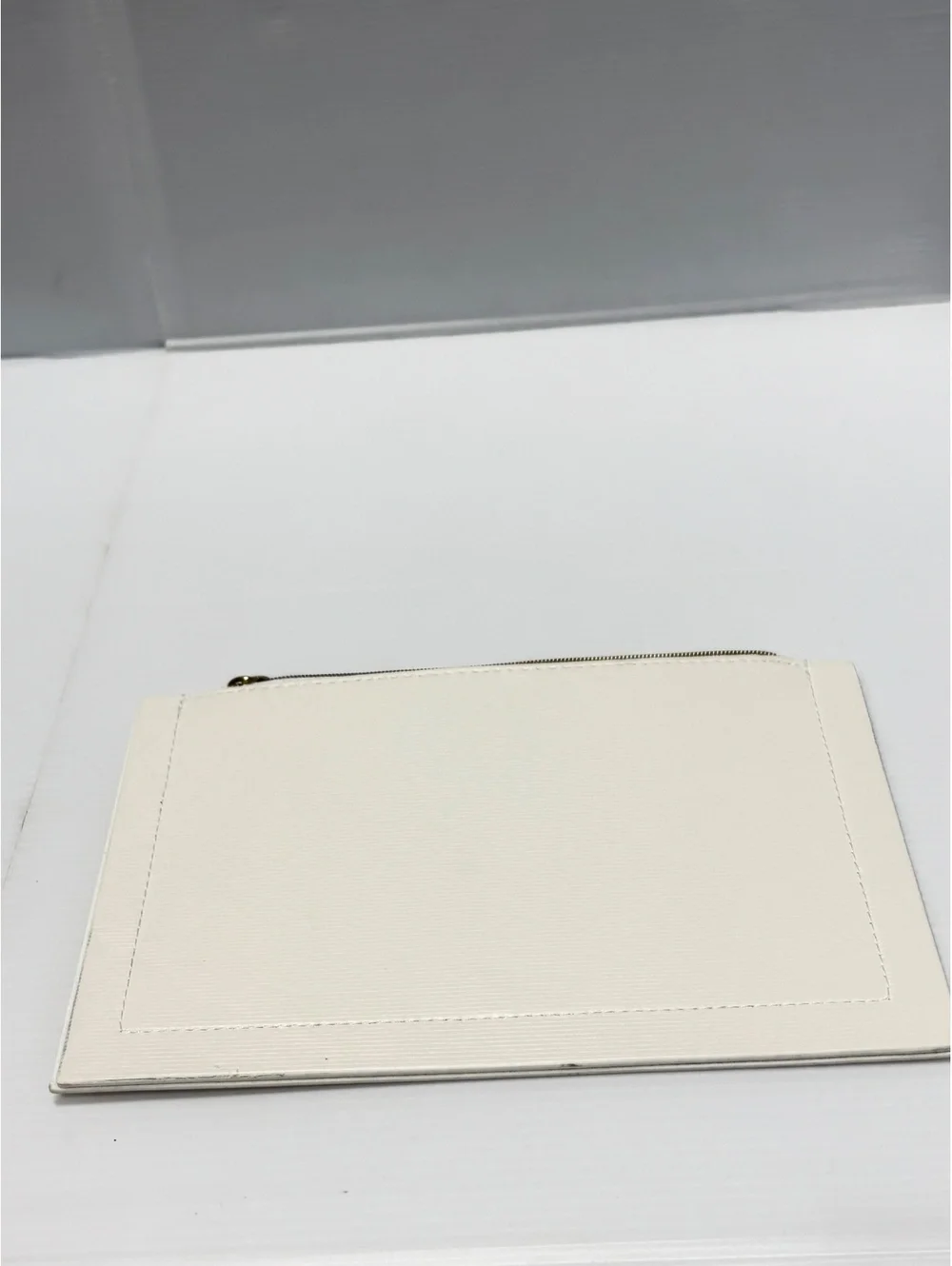 Narciso Rodriguez White Textured Leather Zip Pouch Clutch